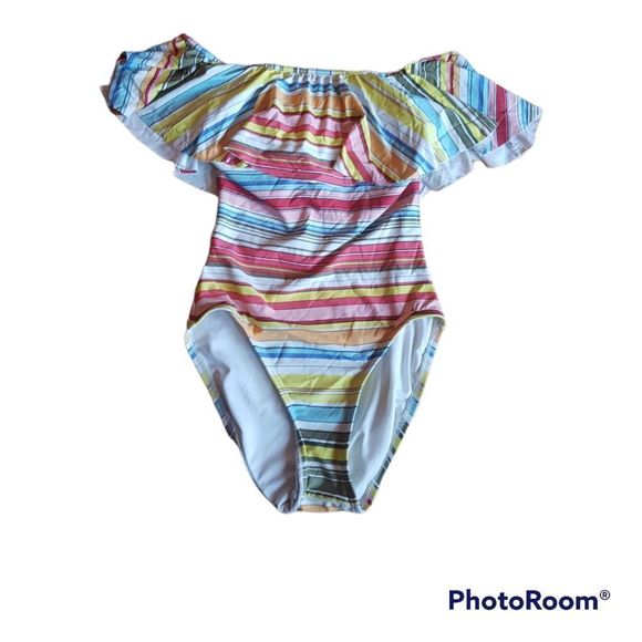 💫8×host PICK💫❤Vince Camuto one piece striped swim suit off-shoulder - Picture 3 of 5